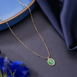 Aadvik Designs Women Gold-Plated Oval Pendants with Chains-picture-23