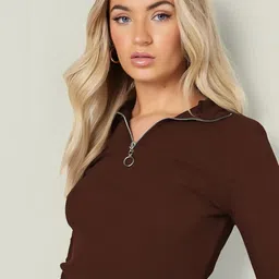 Maheshvi High Neck Ribbed Long Sleeves Fitted Top image 2