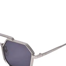 SPADEACES Unisex Blue Lens & Silver-Toned Aviator Sunglasses With UV Protected Lens image 2