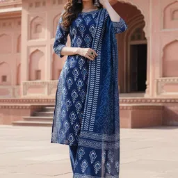 THE FAB FACTORY Women Ethnic Motifs Printed Regular Kurta with Trousers & With Dupatta-picture-15