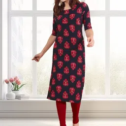 SZN Ethnic Motifs Round Neck Straight Kurtas-picture-31