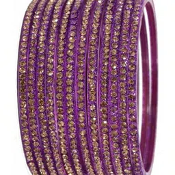 LLL FASHION Set Of 12 Zircon Stone-Studded Glass Bangles-image-8