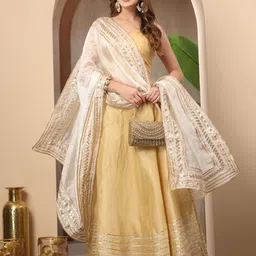 Moda Rapido Women Ethnic Motifs Gotta Patti Work Embroidered Velvet Dupatta image 4