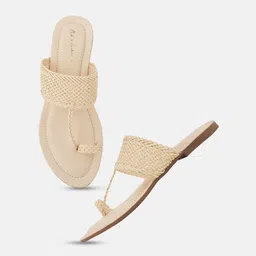 Mast & Harbour Women Party One Toe Flats with Laser Cuts image 4