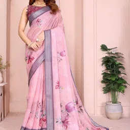 PRISHIL ENTERPRISE Floral Pure Linen Handloom Saree-picture-19