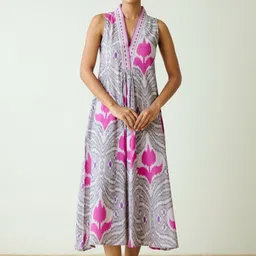 Rustorange Printed A-Line Maxi Ethnic Dress-picture-31