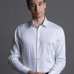 ARISTOBRAT Men Spread Collar Solid Cotton Tailored Fit Casual Shirt image 1