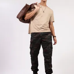 24 Street Camouflage Printed Cotton Cargos Joggers Trousers-picture-35