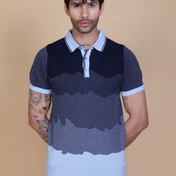 Dzant Self Design Polo Collar Neck Short Sleeves Organic Cotton T-shirt-picture-28