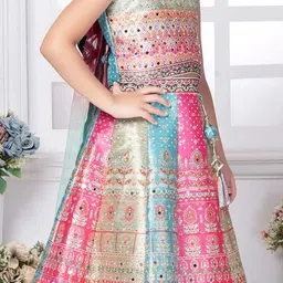 JAY NAGNATH FAB Girls Embellished Mirror Work Ready to Wear Lehenga & Blouse With Dupatta image 4
