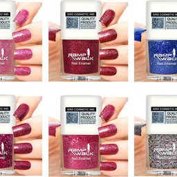 High Gloss Glitter Nail Polish Quick Dry & Long Lasting 5 ml each Red,Light Pink,Pink,Silver,Deep Red,Royal Blue-image-4