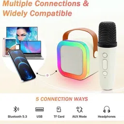 Vpiul G71_K12Wireless karaoke mic speaker with Bluetooth compatibility and RGB lights 10 W Bluetooth Gaming Speaker image 5