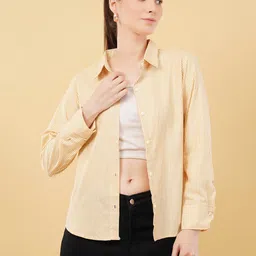 swaggish Women Regular Fit Striped Spread Collar Casual Shirt image 1