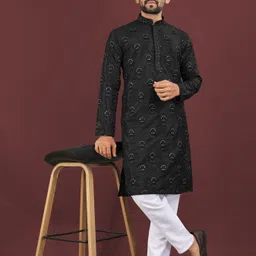 krm Men Embroidered Viscose Rayon Straight Kurta image 5