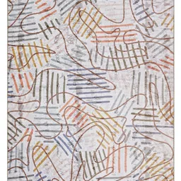 Kaleen India Grey Abstract Anti-Skid Polyester Carpet image 2