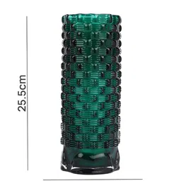 TAYHAA Emerald Green Textured Glass Flower Vase image 2