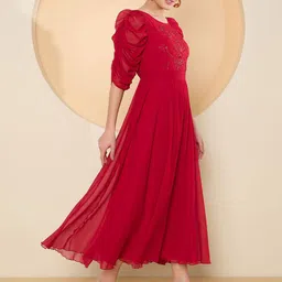 Antheaa Puff Sleeve Chiffon Maxi Dress image 3