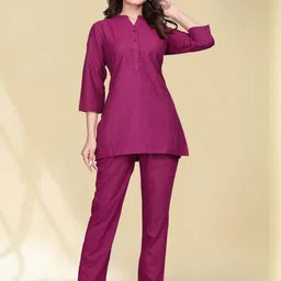 Zanies Mandarin Collar Three-Quarter Sleeves Straight Co-ord set image 2