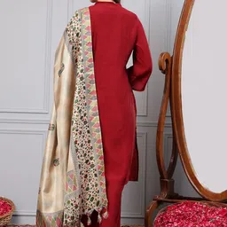 Nayam By Lakshita Floral Embroidered Thread Work A-Line Kurta With Trousers & Dupatta image 5