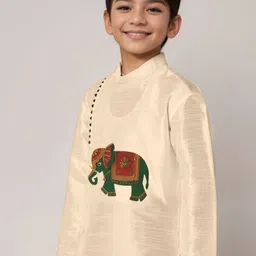 DEVOILER Boys Abstract Printed Mandarin Collar Straight Kurta image 4