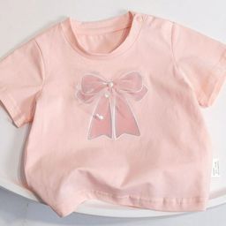 LULU & SKY Girls V-Neck Raw Edge T-shirt-picture-0