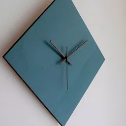 QEZNEF Blue & Black Abstract Printed Analogue Square Traditional Wooden Wall Clock image 2