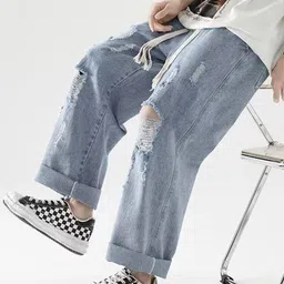 StyleCast x Revolte Men Regular Fit Mid-Rise Mildly Distressed Light Fade Jeans image 5