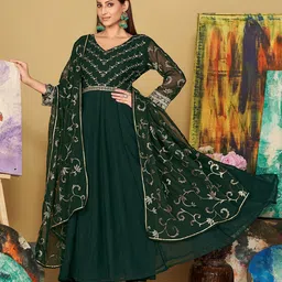Warthy Ent Floral Embroidered Semi-Stitched Dress Material-picture-14