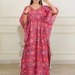 MOTHERHOOD BY SNEHAL Women Ethnic Motifs Printed Cotton Maternity Kaftan Maxi Dress-picture-23
