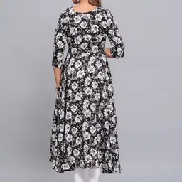 OKD Empires Women Floral Embroidered Flared Sleeves Mirror Work Kurta image 5