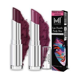 MI FASHION Set Of 2 Creamy Matte Lipstick - 3.5 g Each - Maroon Glaze & Wine Burgundy-picture-15
