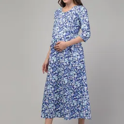 Zuvino Floral Print Maternity A-Line Midi Dress image 4
