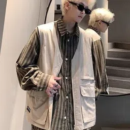 StyleCast Men Open Front Jacket with Patchwork-image-67