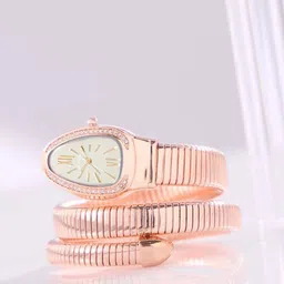 ZAADRAN Unisex Dial & Stainless Steel Straps Automatic Watch Le Serpent Golden Cream-picture-29