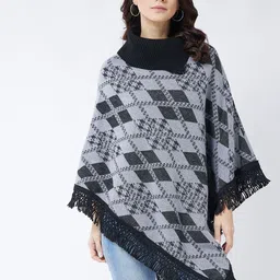 PIVL Women Printed Poncho Sweater-image-73