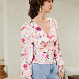 Stylecast X Slyck Tie and Dye Fitted Crop Top image 3