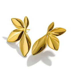 Henuka Gold Plated Leaf Shaped Studs Earrings-picture-16