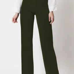 CILIMILI Women Solid Relaxed Straight Leg High-Rise Comfortable Trousers-picture-10
