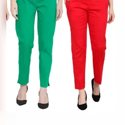 MIXFIT Women Regular Fit Mid-Rise Cotton Trousers-image-8