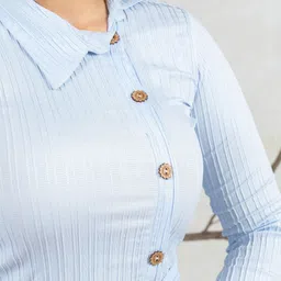 Amarasha Bell Sleeves Crepe Shirt Dress image 5