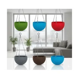 Virajsanchi 6-Pcs Blue & Red Textured Hanging Planters-picture-14