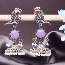 Anouk Peacock Shaped Jhumkas Earrings image 2