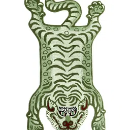 Exotic India Green & Black Tibetan Tiger Wool Mat-picture-29