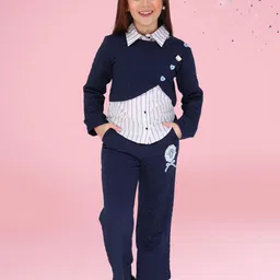 CUTECUMBER Girls Striped Long Sleeves Shirt With Trousers & Shrug-picture-35
