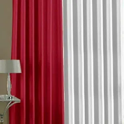 BELLA TRUE Red & White 2 Pieces Long Door Curtains-image-11
