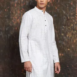 Melange by Lifestyle Men White Printed Kurta image 2