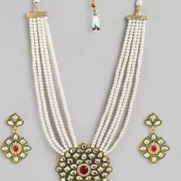 Jaipur imitation jewellery Women Gold-Plated Kundan Studded & Beaded Jewellery Set-picture-16
