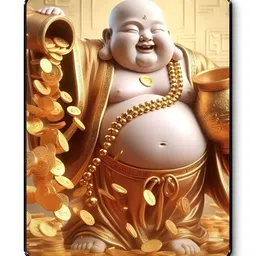 Livin'luxe Gold-Toned & Off White Laughing Buddha Wealth Wall Art image 4