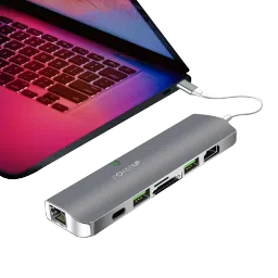 gripp POWERUP 7-in-2 USB 3.0 Type C to USB Type C, USB 3.0 Type A, Thunderbolt 3, HDMI, SD Card Slot, TF Card Multi-Port Hub (Compact & Lightweight, Grey) image 2