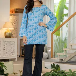 BAESD Floral Print Flared Sleeve Cotton Top image 3